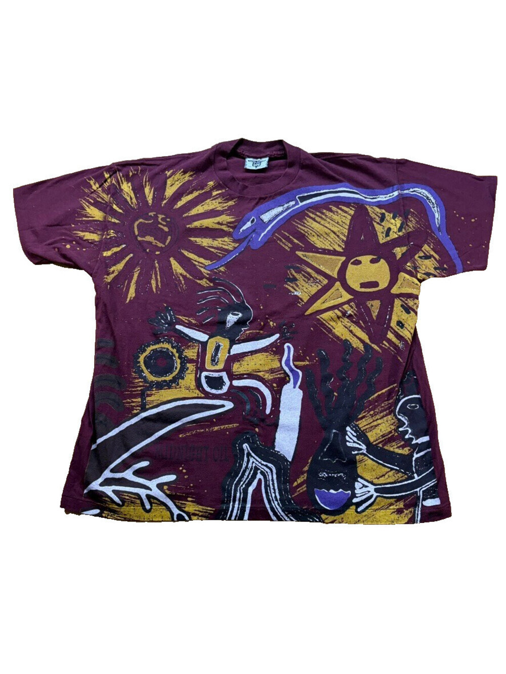 VTG 1993 Midnight Oil AOP Band Tee Maroon XL Made in USA